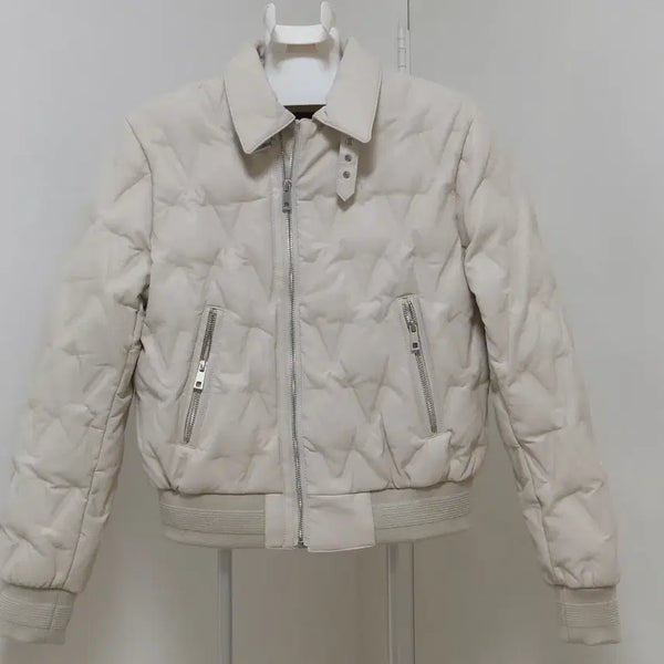 [BUNJANG] CityG Goose Down Faux Leather Jacket (Women's 85) / 시티지/인조가죽거위털자켓/깨끗한/정품/여성85