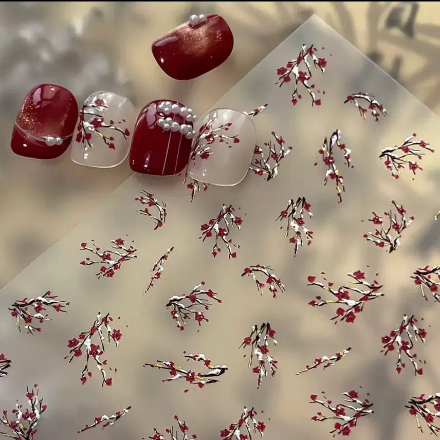 [BUNJANG] Floral Branch Nail Stickers / 꽃 나뭇가지 네일 스티커