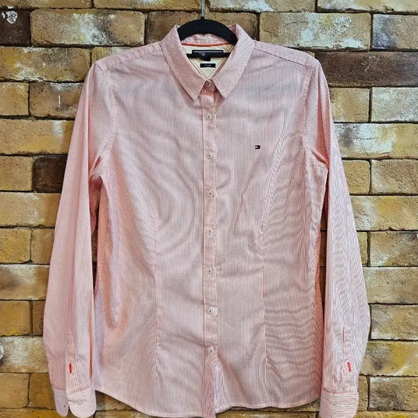 [BUNJANG] Tommy Hilfiger Striped Shirt Coral/Pink / 타미힐피거 셔츠 스트라이프