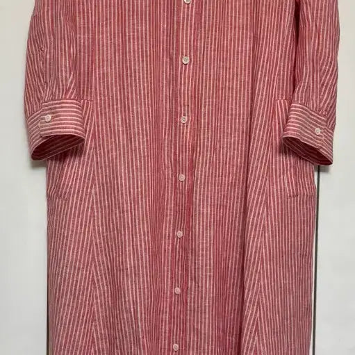 [BUNJANG] Beanpole 100% Linen Striped Shirt Dress / 빈폴 100%린넨 셔츠 원피스 스트라이프