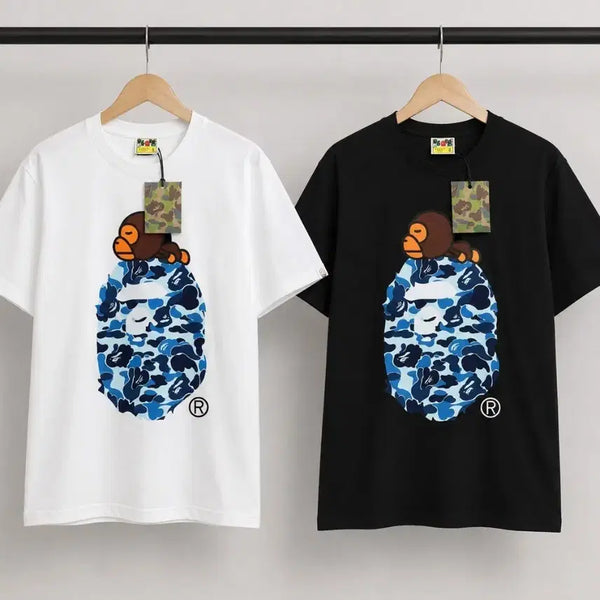[BUNJANG] Bape Camo Monkey Blue T-Shirt White/Black / 베이프 카모 몽키 블루 반팔티 화이트/블랙 s~2xl