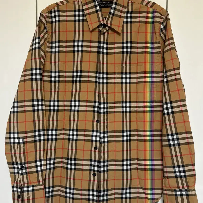[BUNJANG] Burberry Rainbow Line Check Shirt / 버버리 체크 셔츠 레인보우 라인