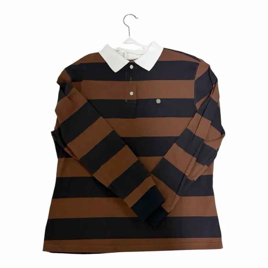 [BUNJANG] Stripe Rugby T-Shirt Brown/Black / 스트라이프 럭비 티셔츠 브라운/블랙