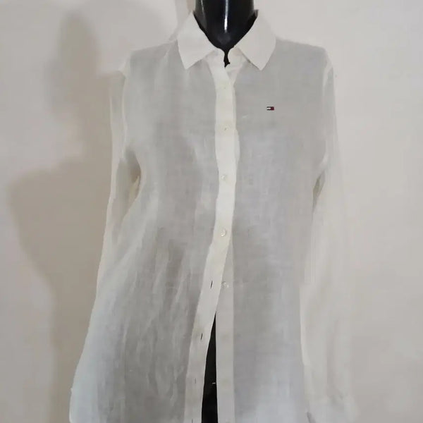 [BUNJANG] Tommy Hilfiger Cotton Blend Shirt Blouse / 타미힐피거 마소재 셔츠 블라우스