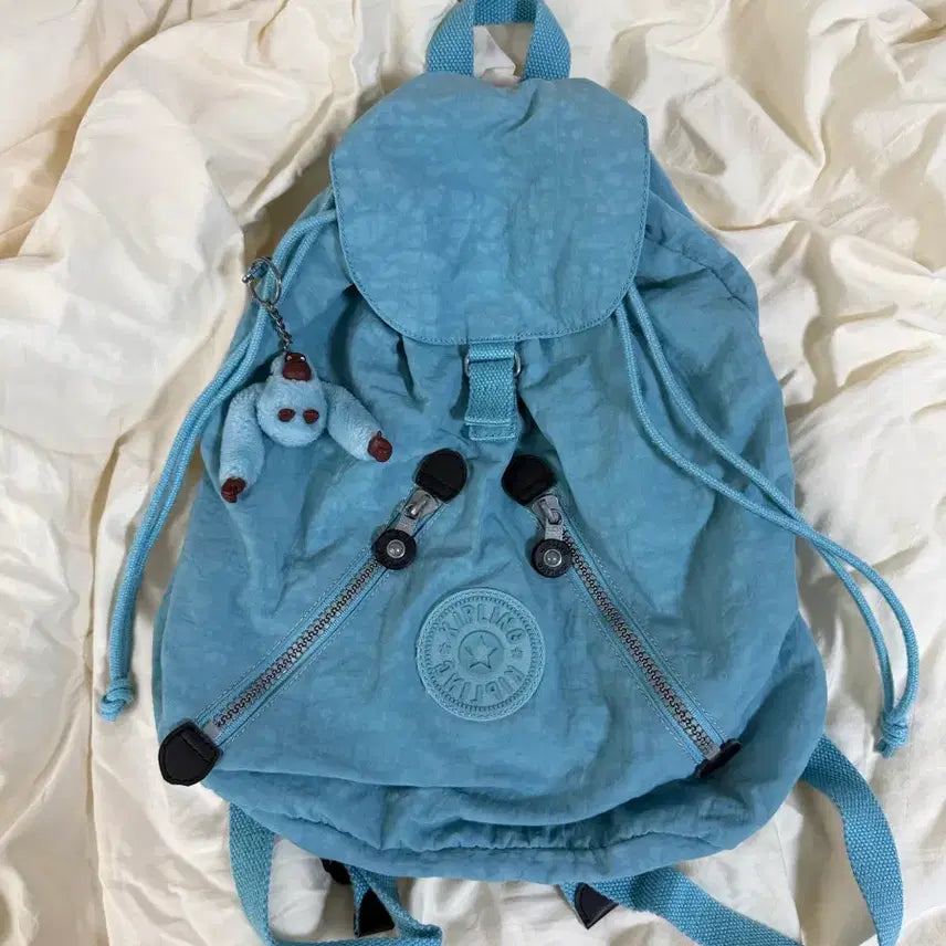 [BUNJANG] Kipling Drawstring Backpack Sky Blue / [키플링] 복조리 하늘색 백팩