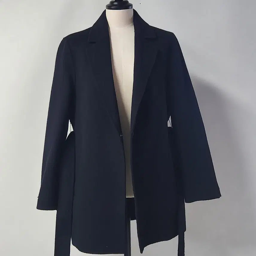 [BUNJANG] CC Collect Wool 100% Belted Half Coat Black / 씨씨콜렉트 울 100% 벨티드 하프 코트 블랙 55
