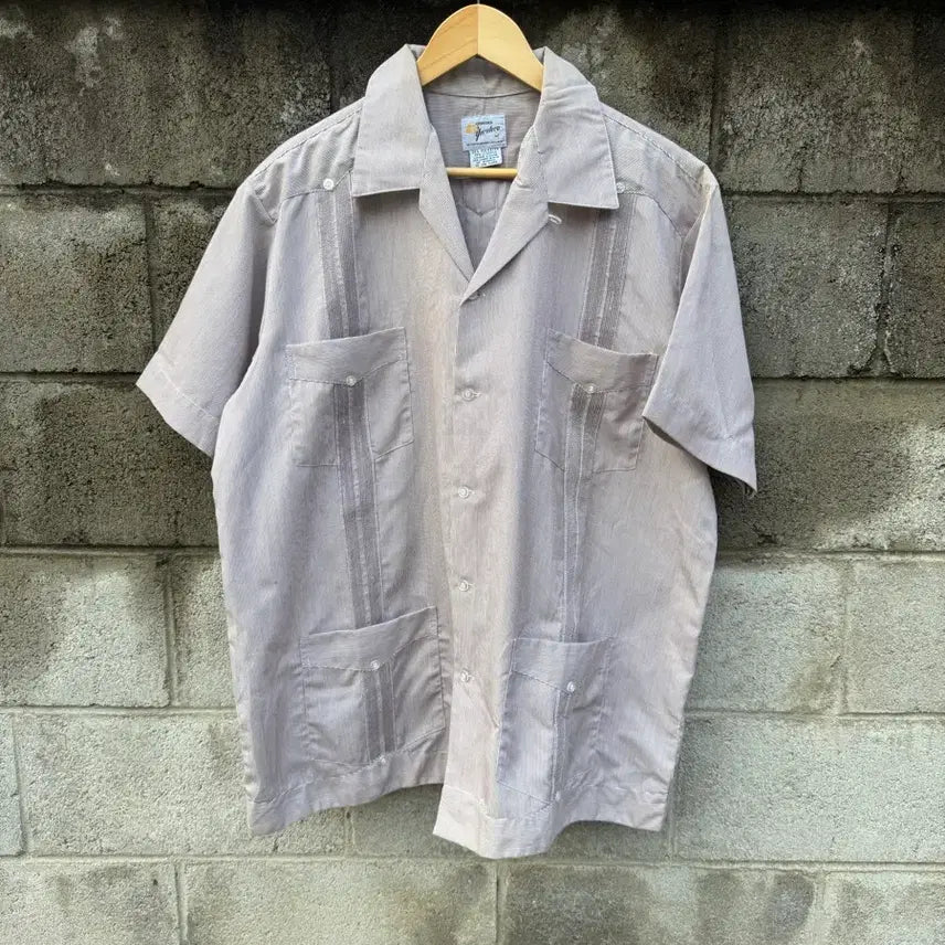 [BUNJANG] 1970s-1980s Yucateca Striped Guayabera Shirt / 70~80s yucateca 빈티지 스트라이프 구아야베라 쿠바 셔츠