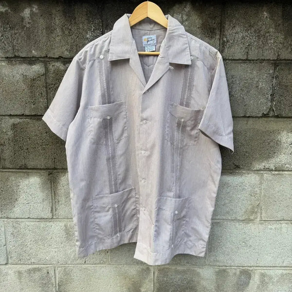 [BUNJANG] 1970s-1980s Yucateca Striped Guayabera Shirt / 70~80s yucateca 빈티지 스트라이프 구아야베라 쿠바 셔츠