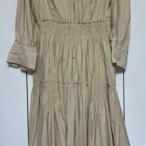 [BUNJANG] DUEL Shirring Pintuck Dress Beige / 듀엘 셔링 핀턱원피스