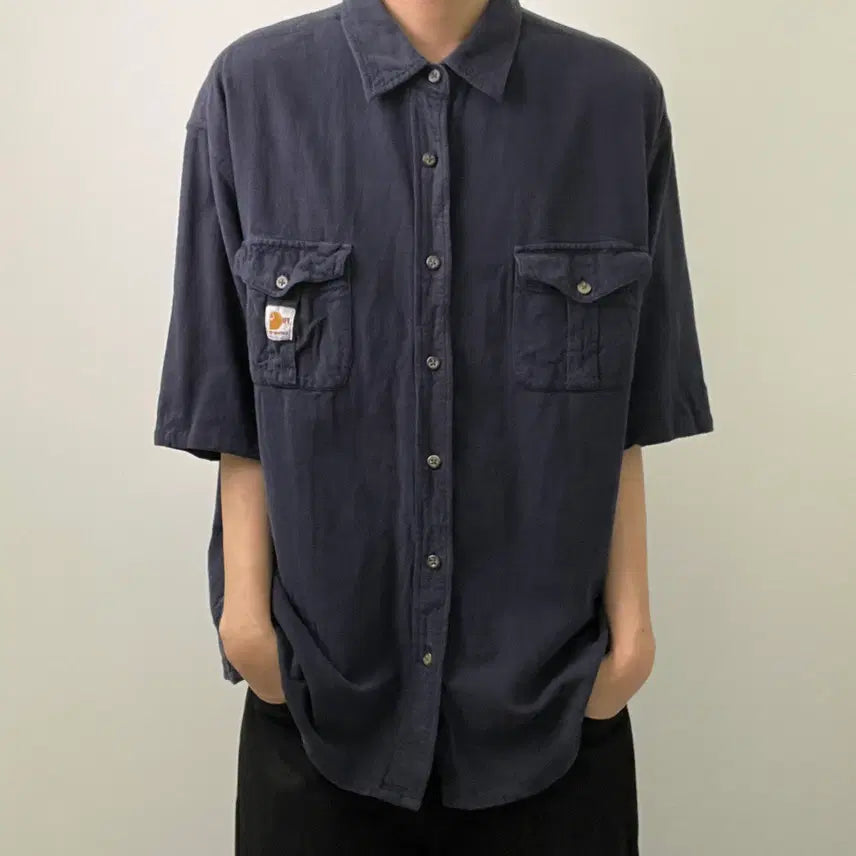[BUNJANG] Carhartt Navy Work Short-Sleeve Shirt L / Carhartt 칼하트 네이비 워크 반팔 셔츠 L