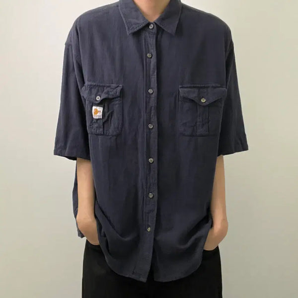 [BUNJANG] Carhartt Navy Work Short-Sleeve Shirt L / Carhartt 칼하트 네이비 워크 반팔 셔츠 L