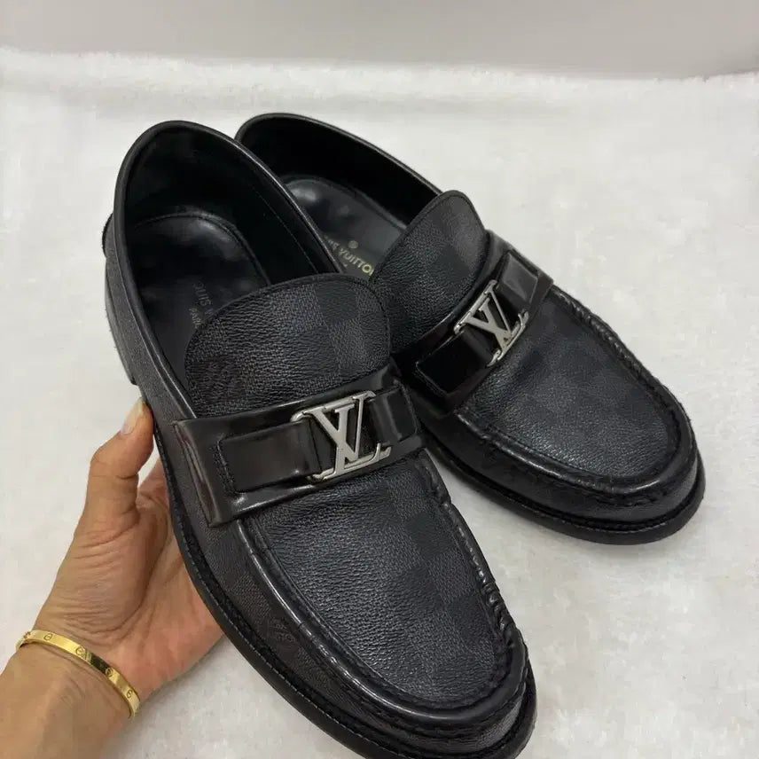 [BUNJANG] Louis Vuitton Monogram Black Loafers Size 6 (250-255) / 정품) 루이비통 모노그램 블랙 로퍼 6/250~255사이즈