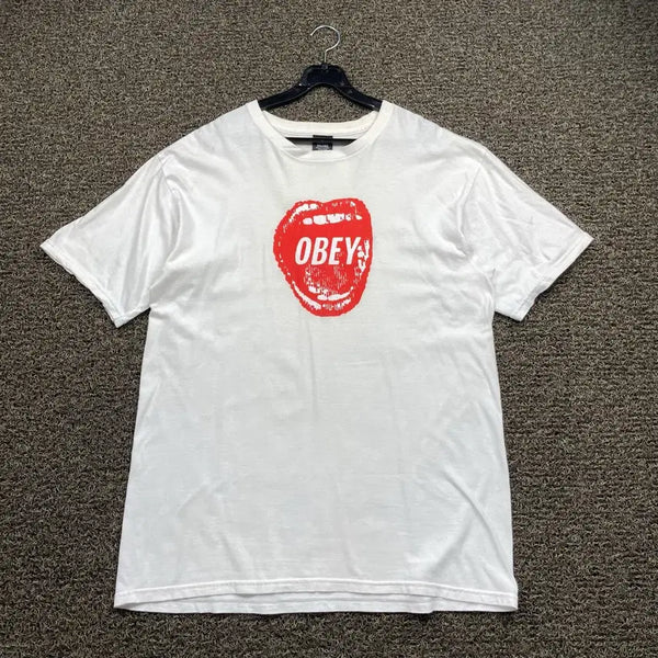 [BUNJANG] OBEY White Short Sleeve T-Shirt / 오베이 화이트 반팔 티셔츠