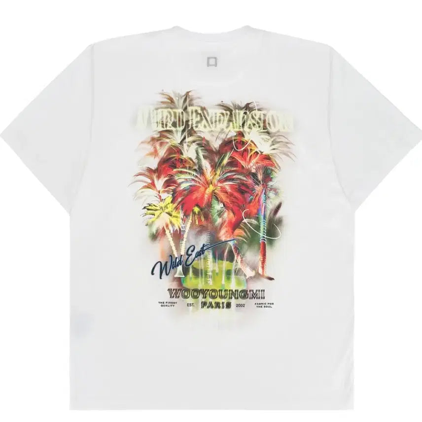 [BUNJANG] Wooyoungmi Palm Tree Graphic T-Shirt White 25SS / 우영미 야자수 그래픽 티셔츠 화이트 25SS