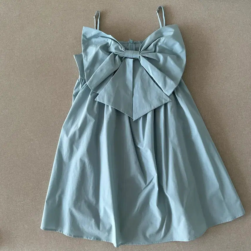 [BUNJANG] Sky Blue Ribbon Strap Mini Dress / 하늘색 리본 끈 원피스