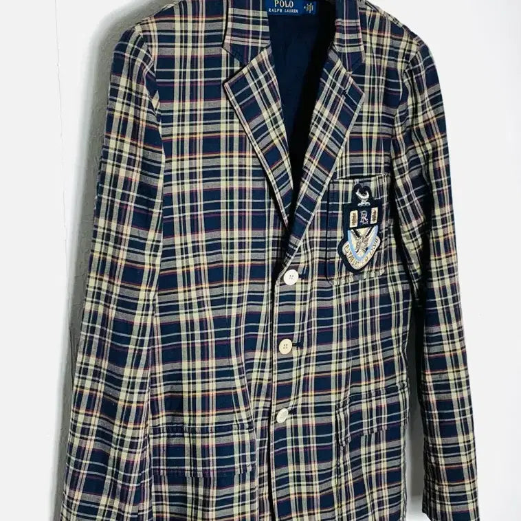 [BUNJANG] Polo Emblem Blazer Madras Check Pattern / 폴로 자켓