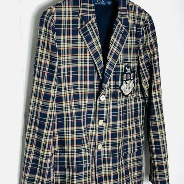 [BUNJANG] Polo Emblem Blazer Madras Check Pattern / 폴로 자켓