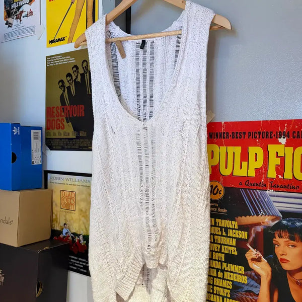 [BUNJANG] United Colors of Benetton White Crochet Sleeveless Top / 베네통 화이트 크로셰 슬리브리스