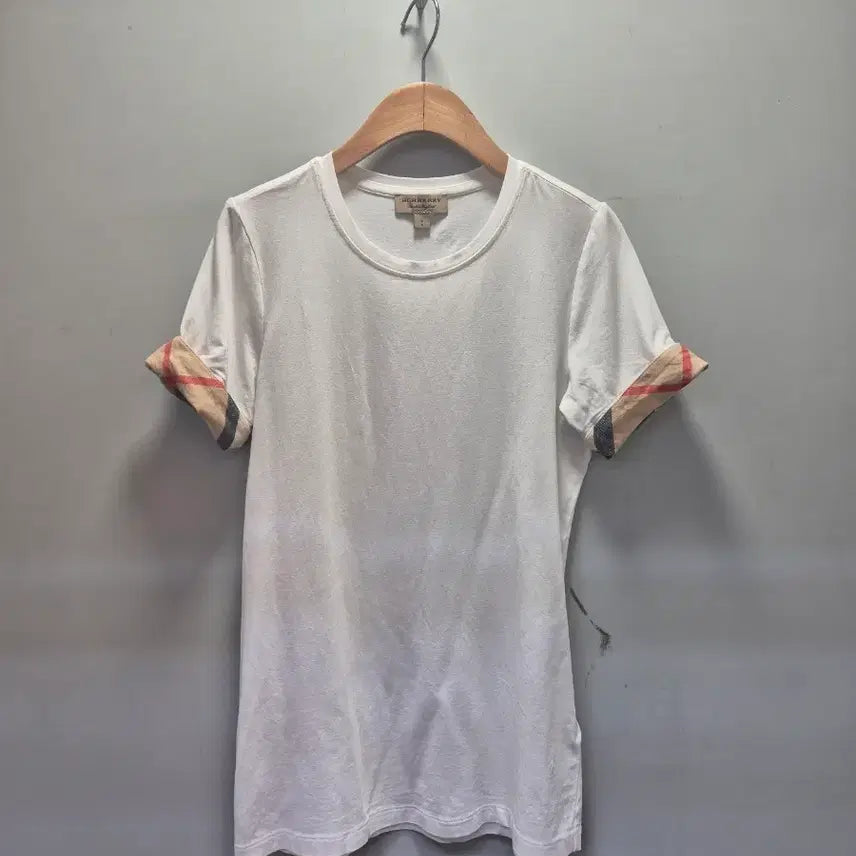 [BUNJANG] Burberry Check Short Sleeve T-Shirt White / 버버리 체크 반팔 티셔츠 화이트