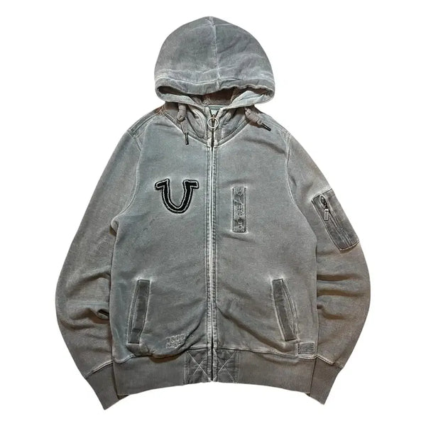 [BUNJANG] True Religion Big Logo Washed Hoodie Zip-up / 트루릴리젼 빅로고 워시드 후드집업