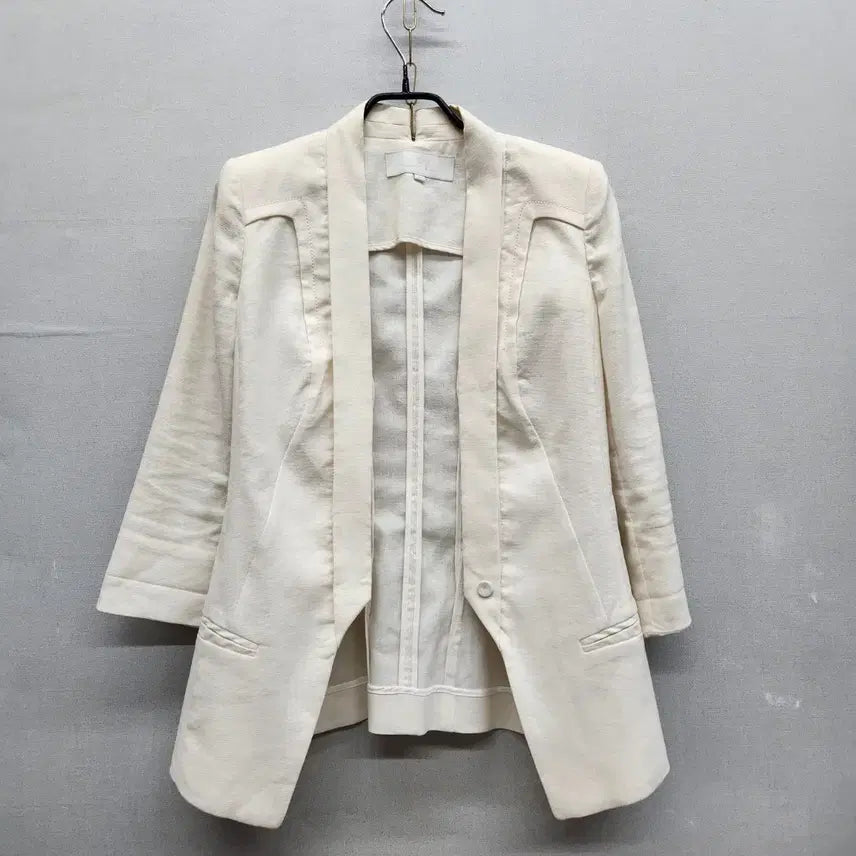[BUNJANG] Vogue Shoulder Lapel Linen Blend Jacket Size S / 보브 숄 라펠 절개라인 린넨혼방 자켓 55(S)