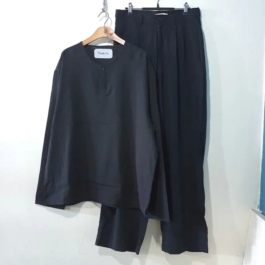 [BUNJANG] Leen Linen Henry Neck Long Sleeve T-shirt Set (2 Colors) / SS신상) 르엔 린넨 헨리넥 긴팔티 세트 2color M,L