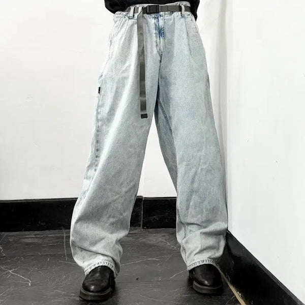 [BUNJANG] Moif Belted Wide Denim Pants / Moif 모이프 벨티드 와이드 데님 팬츠