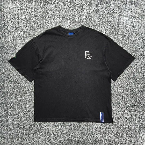 [BUNJANG] Romantic Crown RC Monogram Embroidery Logo Oversized Short Sleeve T-Shirt / 빈티지9. 로맨틱크라운 RC 모노그램 자수 로고 오버핏 반팔티