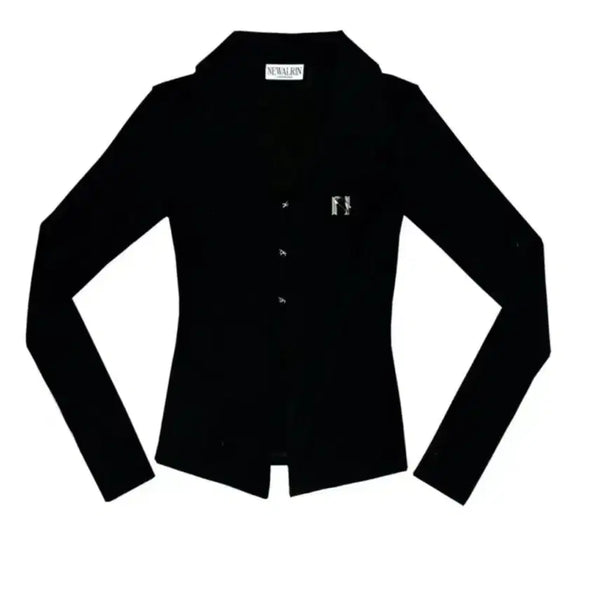 [BUNJANG] Nuellin Shirt Top Black / 뉴얼린 셔츠탑 블랙 새상품