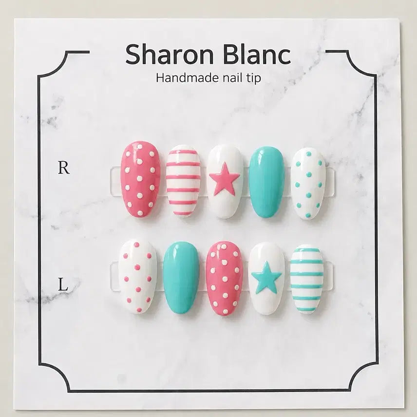 [BUNJANG] Vintage Pink Nail Tips Set - 15 Shapes / 빈티지 핑크 네일팁 / 15종 쉐입