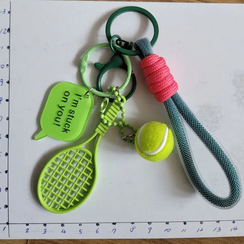 [BUNJANG] Smiley Tennis Ball Charm Keychain Set / 스마일리 테니스공 키링 세트