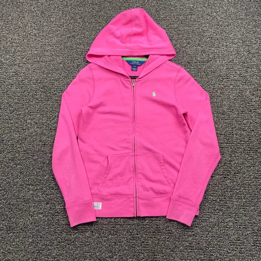 [BUNJANG] Polo Ralph Lauren Embroidered Logo Pink Hoodie Zip-Up / 폴로 랄프로렌 자수로고 핑크 후드 집업