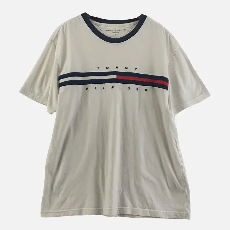 [BUNJANG] Tommy Hilfiger White Men's T-Shirt M / 타미힐피거 화이트 남자 반팔티 M N8206