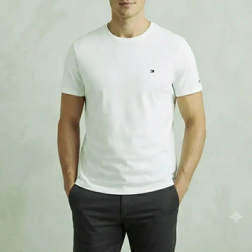 [BUNJANG] Tommy Hilfiger Men's Round Neck Short Sleeve T-Shirt Size 110 / [110]타미힐피거 반팔 라운드티