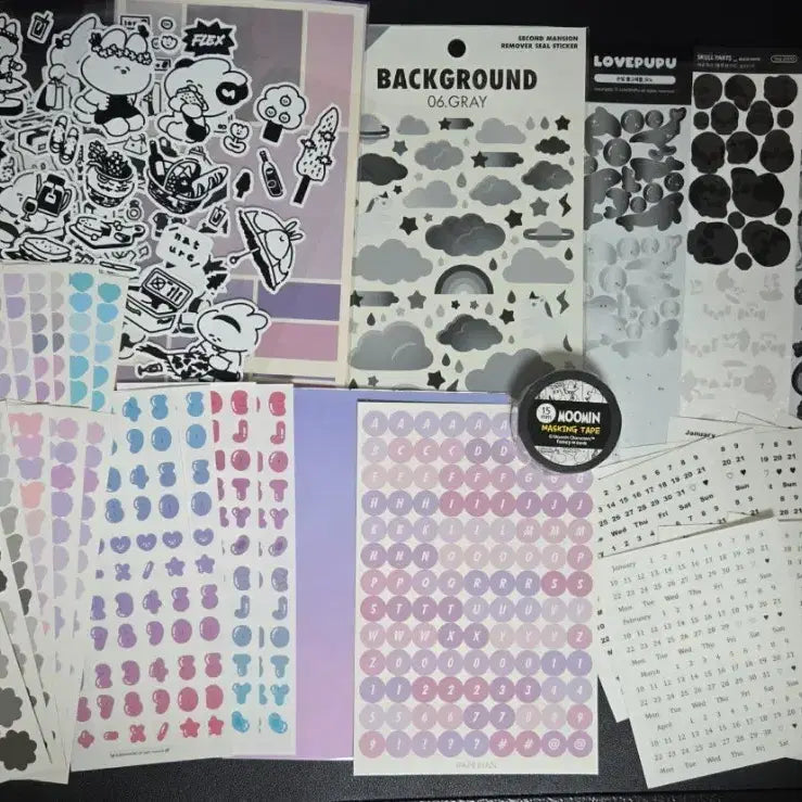 [BUNJANG] Monthly Weekly Planner Stickers & Moomin Masking Tape Bundle / 먼슬리 위클리 다꾸 스티커 판매