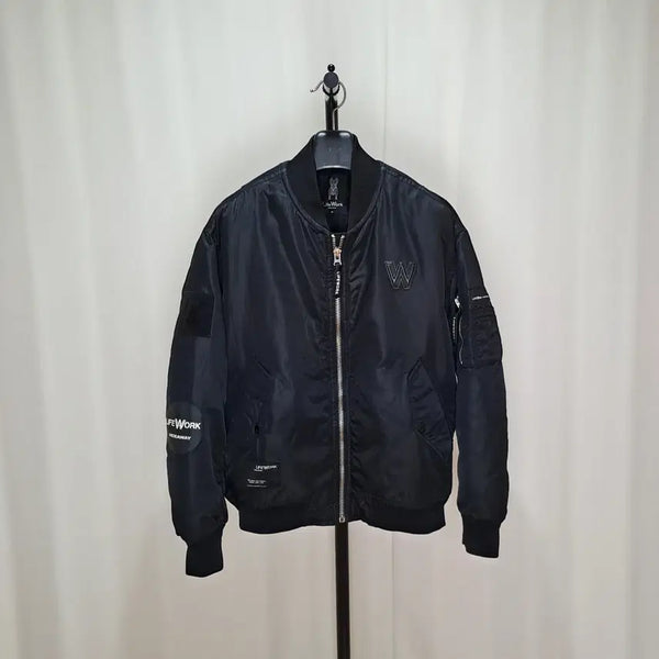 [BUNJANG] Lifework Applique Bomber Jacket Black / (택포) 라이프워크 와펜 항공 블랙 점퍼 C210