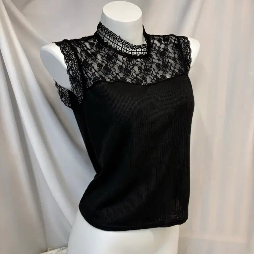 [BUNJANG] Black Lace Sleeveless Top / 블랙 레이스 나시 #csz879