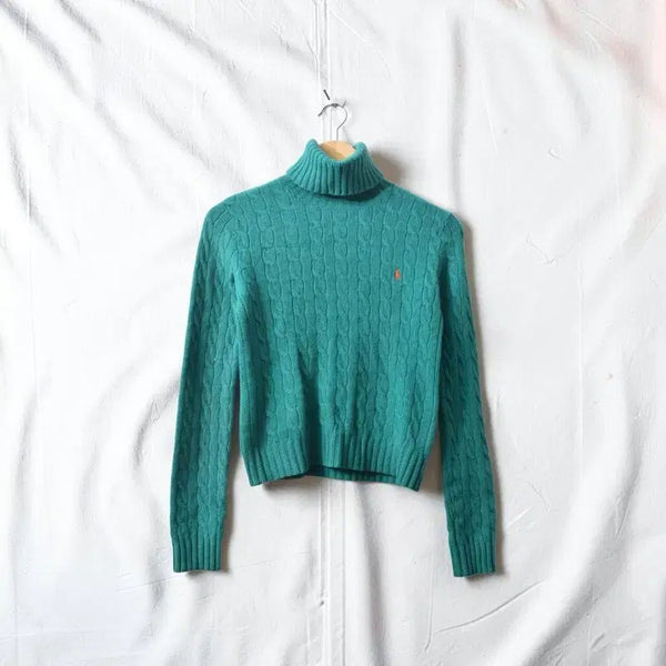 [BUNJANG] Polo Ralph Lauren Cropped Cable Wool Knit Sweater (Size S) / 폴로 랄플로렌 크롭 케이블 울 니트 M0828