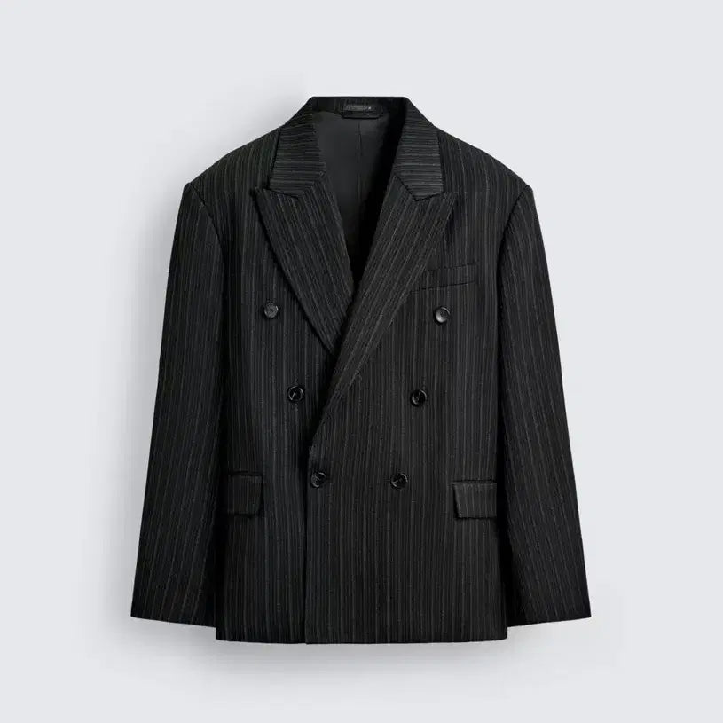 [BUNJANG] Zara Double-Breasted Striped Blazer / Zara 더블 브레스트 스트라이프 수트 블레이저 L