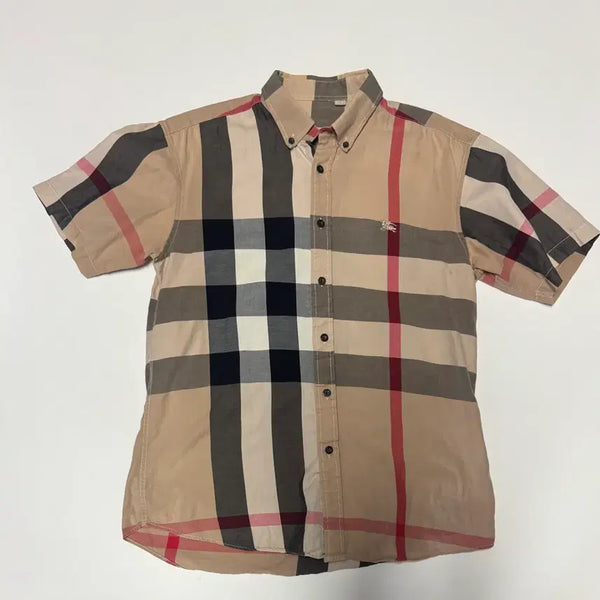 [BUNJANG] Burberry Vintage Nova Check Short Sleeve Shirt M-L / 올드 빈티지 버버리 시그니처 노바체크 반팔 셔츠 M ~ L