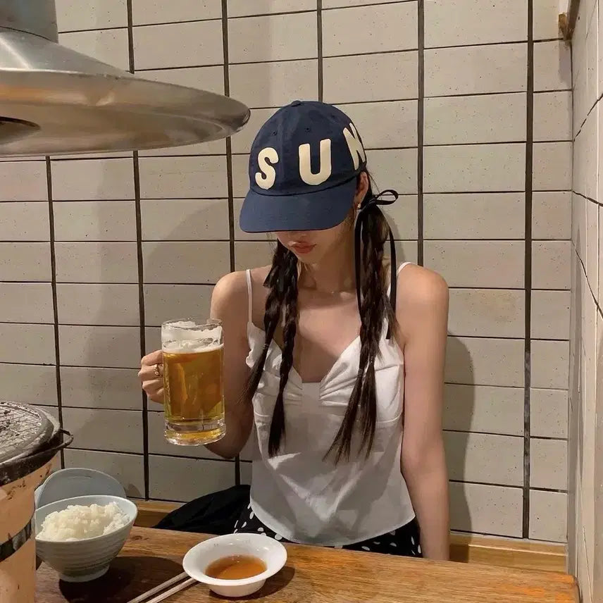 [BUNJANG] Sunlove Capital Ball Cap Hat Navy / 썬러브 캐피탈 볼캡 모자 네이비