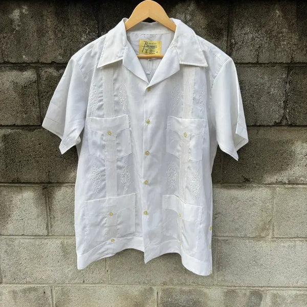 [BUNJANG] 70s-80s Brummel Guayabera Shirt White / 70~80s brummel 빈티지 구아야베라 쿠바 셔츠 화이트 42