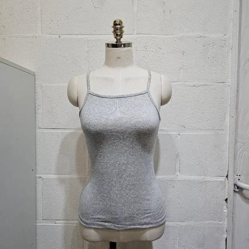 [BUNJANG] Soft Stretchy High Neck Sleeveless Top - Light Gray / 신축성 좋고 부드러운 하이넥 나시- 연그레이