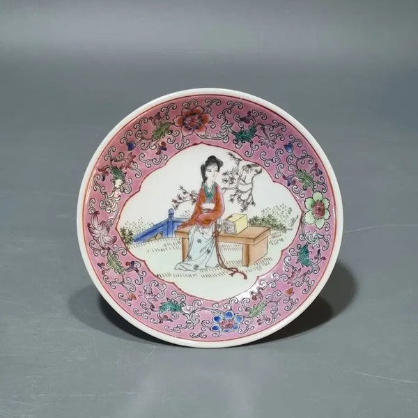 [BUNJANG] Antique Chinese Jingdezhen Famille Rose 'Beauty' Decorative Plate / 앤티크 자기 접시 화려한 그림