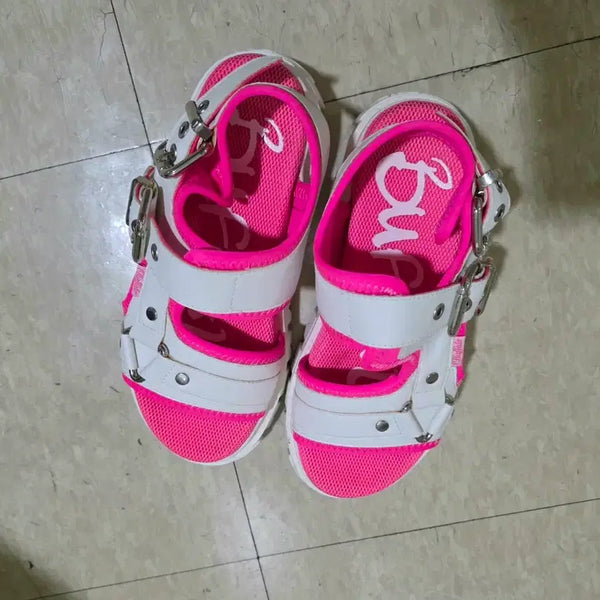 [BUNJANG] Buffalo London Platform Sandals Pink White / Buffalo london 버팔로 통굽 키높이 샌달 샌들 핑크 화이트