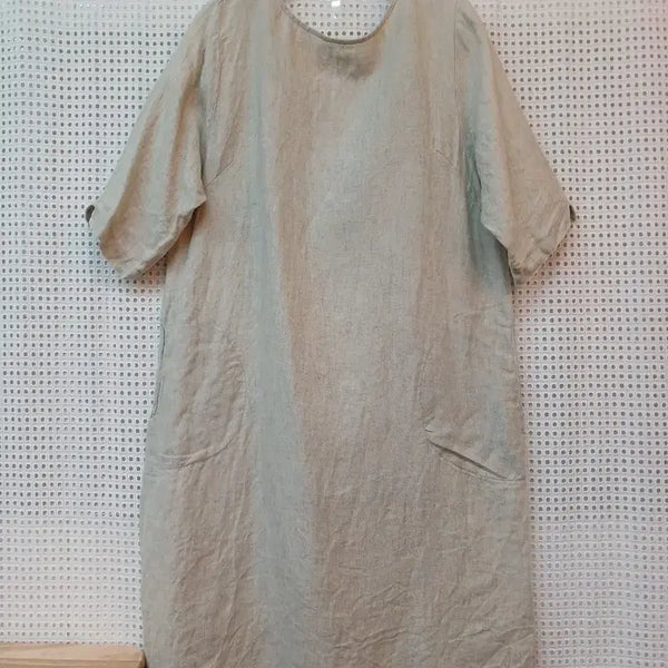 [BUNJANG] Linen Long Dress Beige / 린넨 원피스 베이지 M.L정도