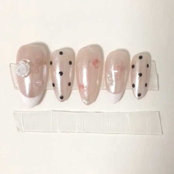 [BUNJANG] Handmade Rose Chrome Powder Nail Art Tips / 수제 장미 크롬 파우더 네일