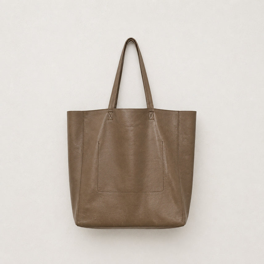 [BUNJANG] Margaret Howell Shrunken Leather Tote Bag Brown Khaki / [MARGARET HOWELL] 브라운 카키 슈렁큰 레더 토트백