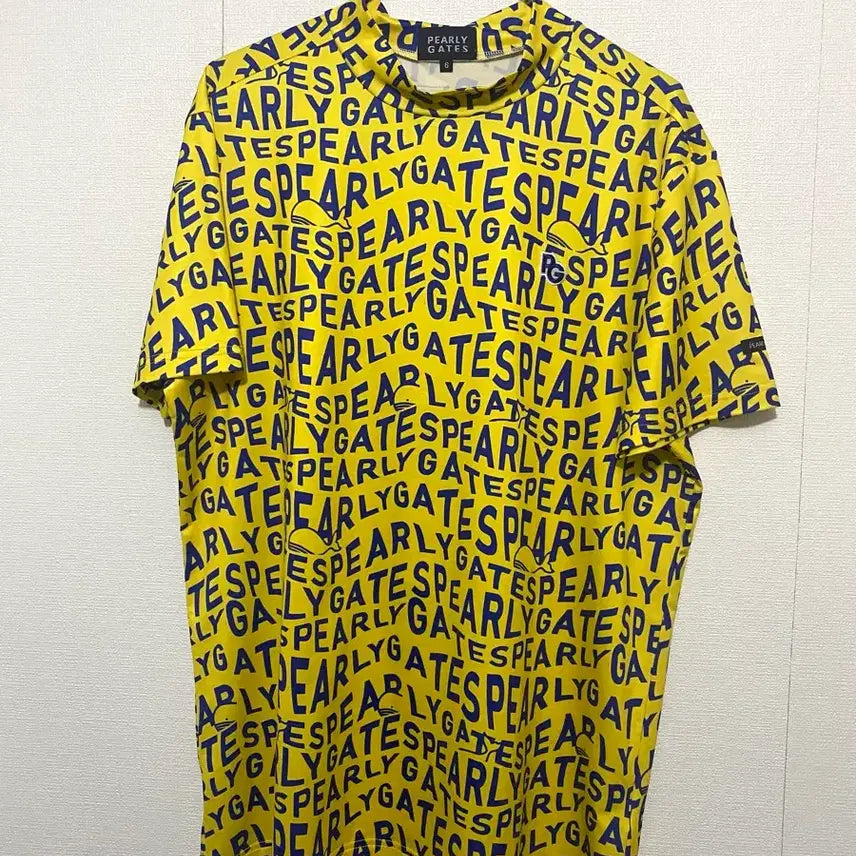 [BUNJANG] Pearly Gates 20SS Yellow Logo Pattern Short Sleeve T-Shirt / PEARLY GATES 반팔티 20SS