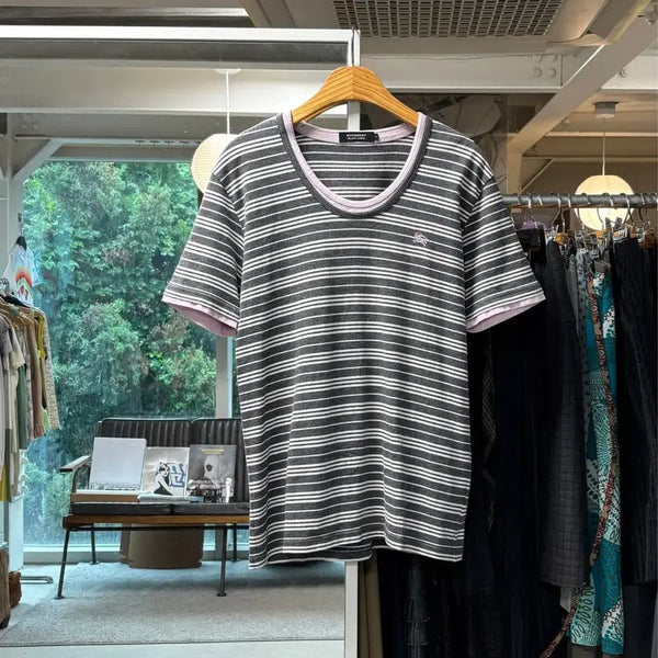 [BUNJANG] Burberry Black Label Striped Layered T-Shirt / 버버리 블랙라벨 스트라이프 레이어드 티셔츠